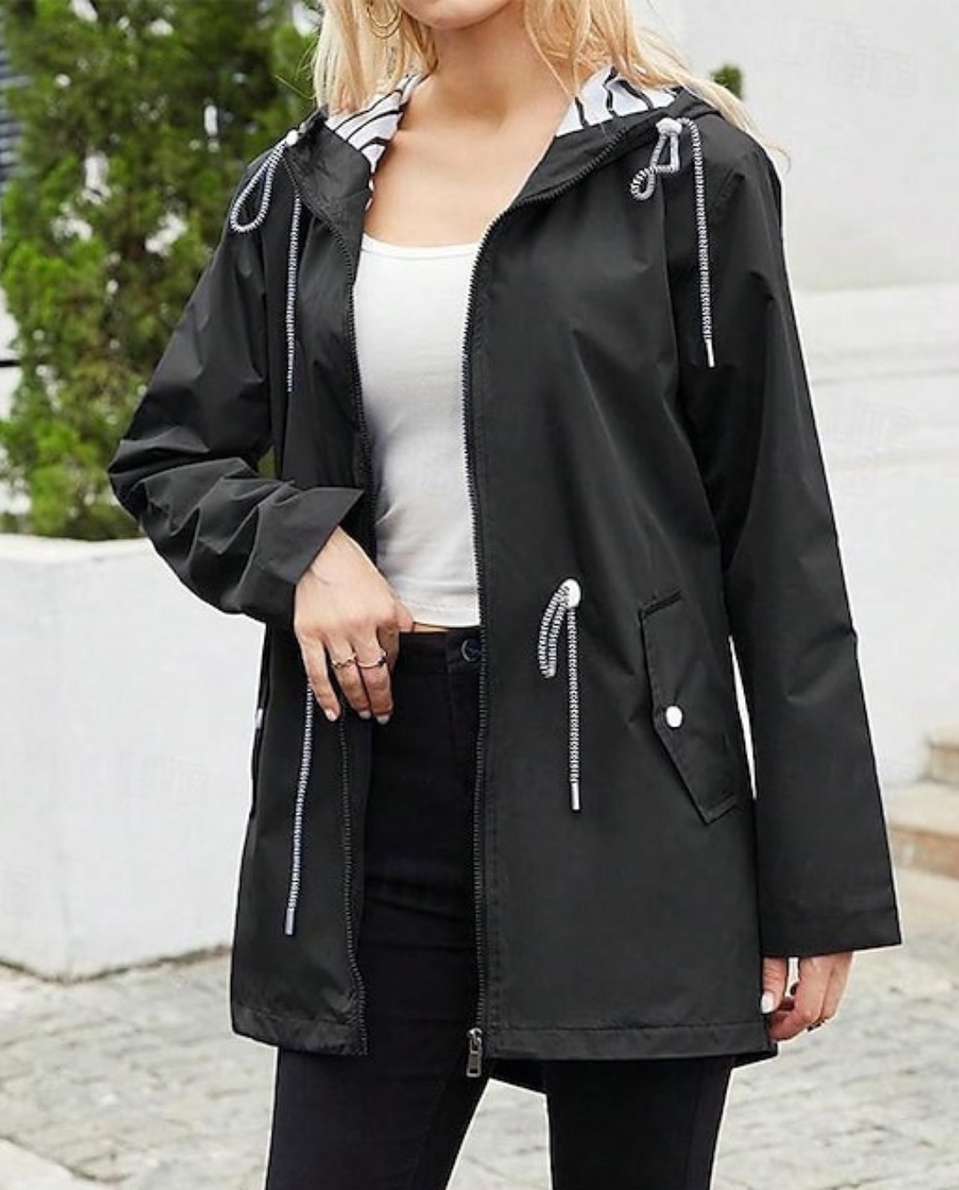 Dames Parka Jas met Capuchon en Knopsluiting