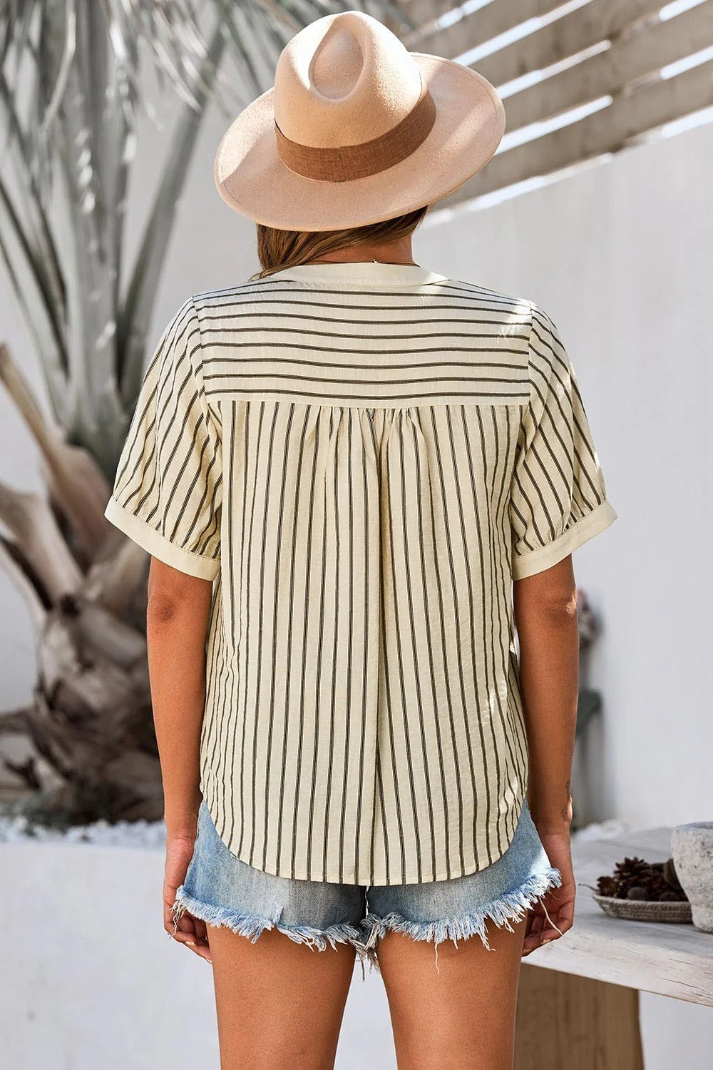 Dames Verticaal Gestreept Overhemd met Zak