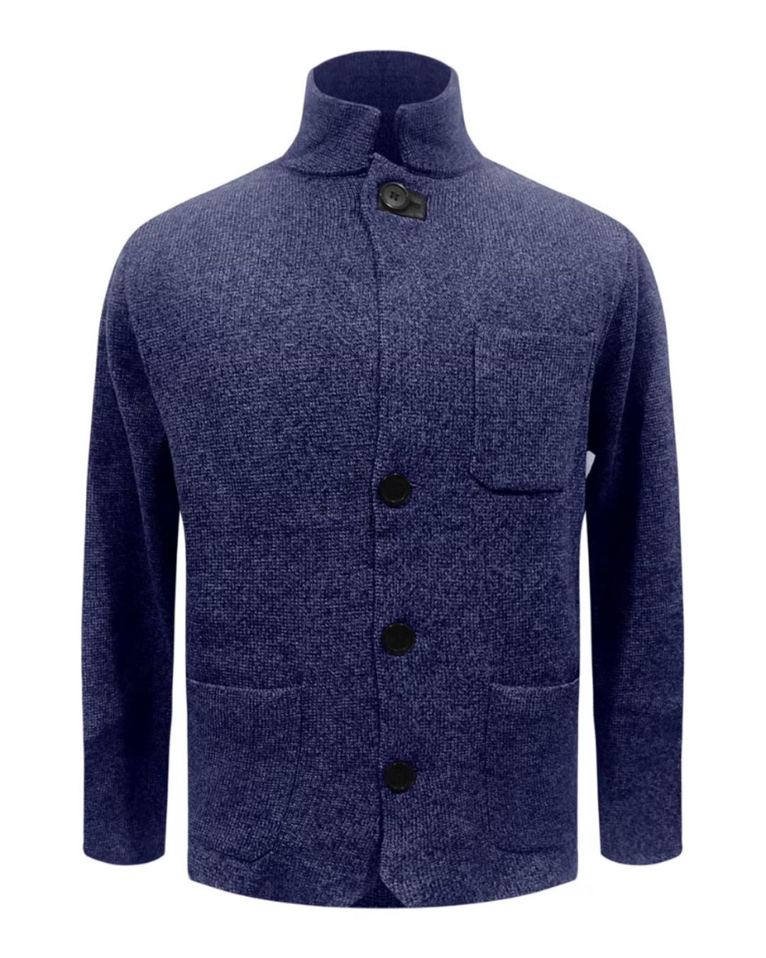 Heren Gebreid Vest met Staande Kraag en Knopsluiting