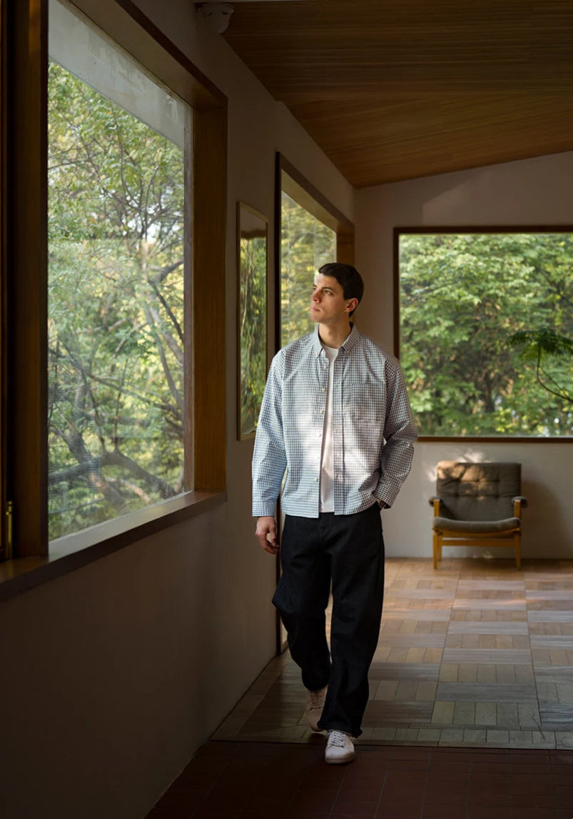 Heren overhemd met lange mouwen en ruitjesmotief