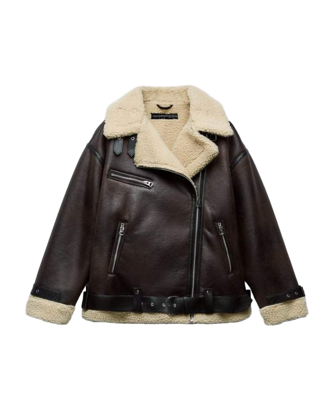 Dames Aviator Jas met Teddy Voering en Ritssluiting