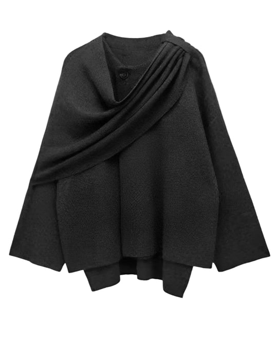 Dames Cape Vest met Scarf Kraag en Knoop Detail
