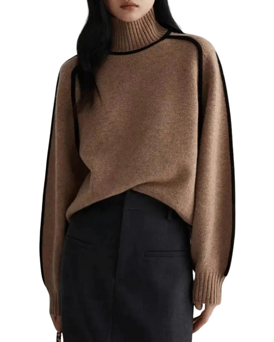 Dames Coltrui met Contrasterende Bies en Geribbelde Details