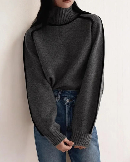 Dames Coltrui met Contrasterende Bies en Geribbelde Details