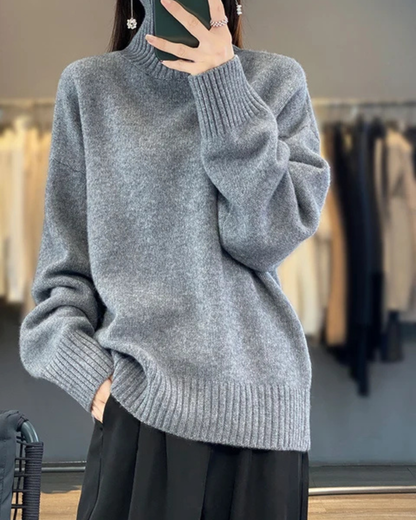 Dames Coltrui met Geribbelde Kraag en Lange Mouwen