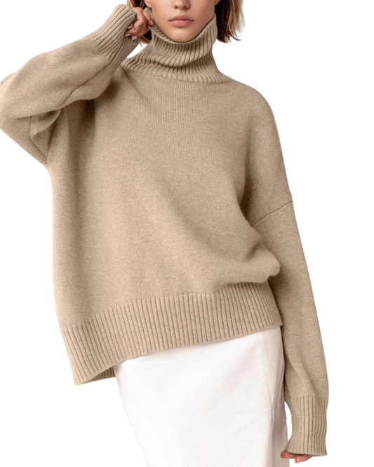 Dames Coltrui met Geribbelde Kraag en Lange Mouwen