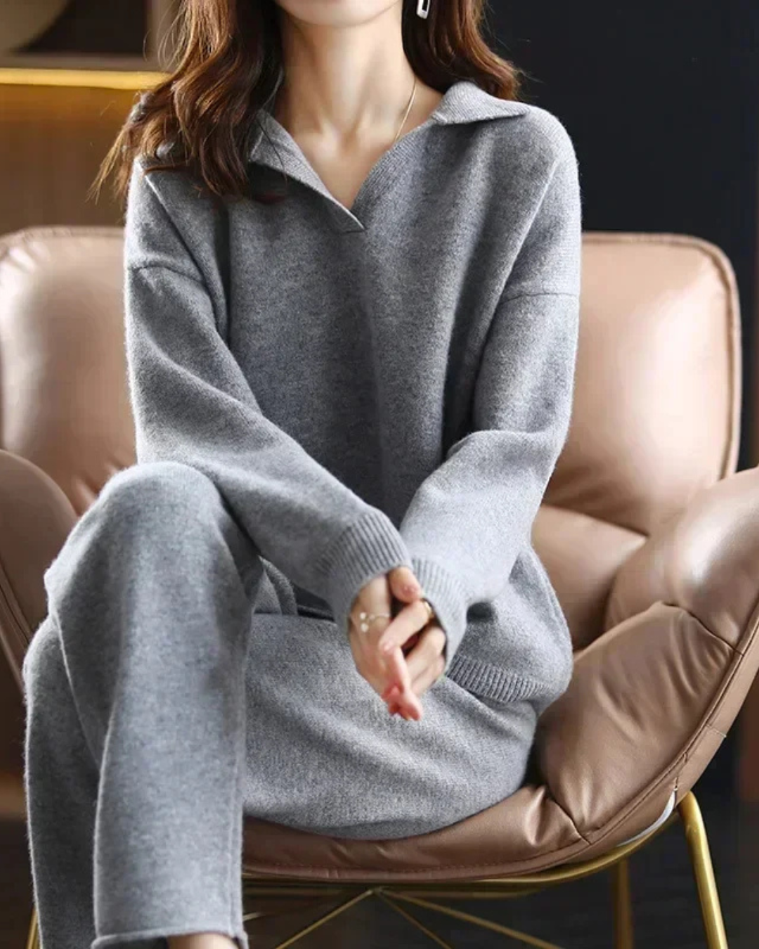 Dames Gebreide Set met Sweater en Broek