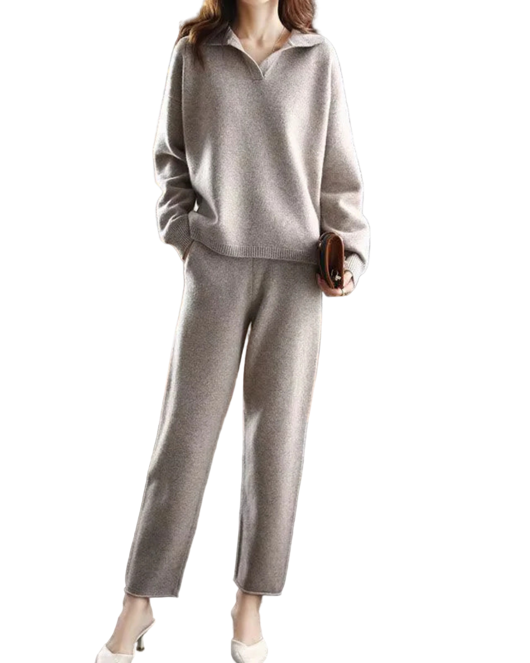 Dames Gebreide Set met Sweater en Broek