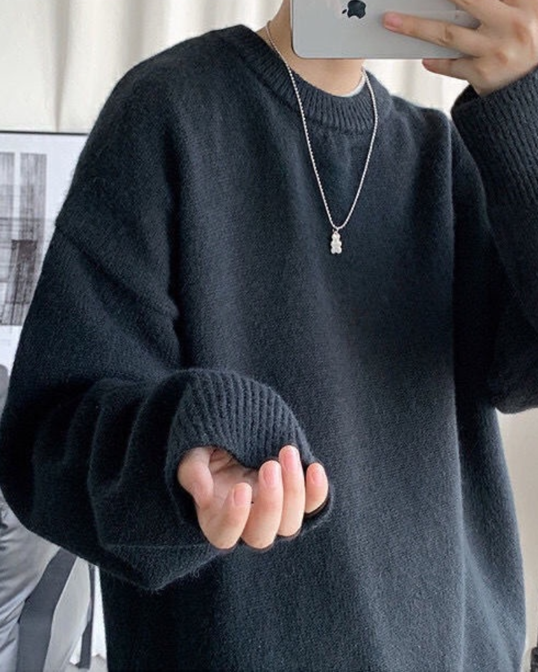 Dames Gebreide Trui met Col en Lange Mouwen