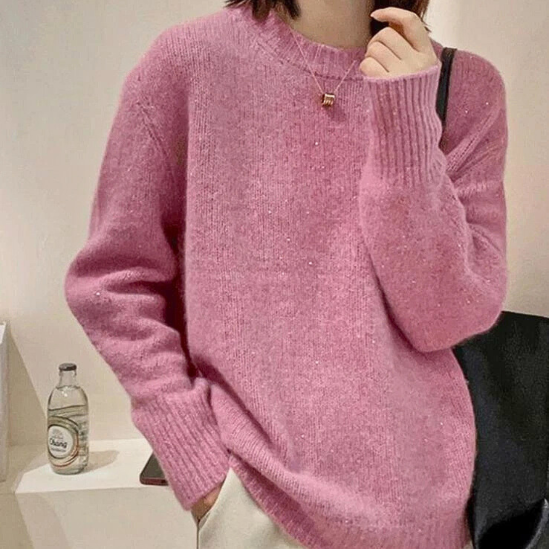 Dames Gebreide Trui met Col en Lange Mouwen