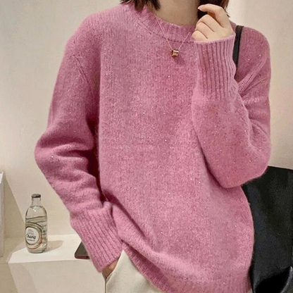 Dames Gebreide Trui met Col en Lange Mouwen