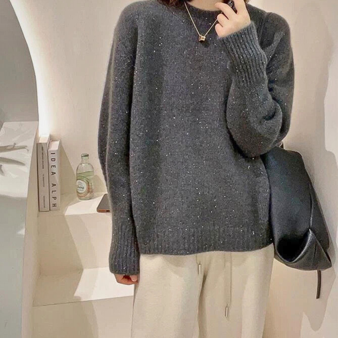 Dames Gebreide Trui met Col en Lange Mouwen