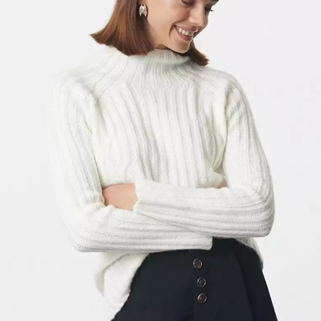 Dames Gebreide Trui met Ronde Hals en Lange Mouwen