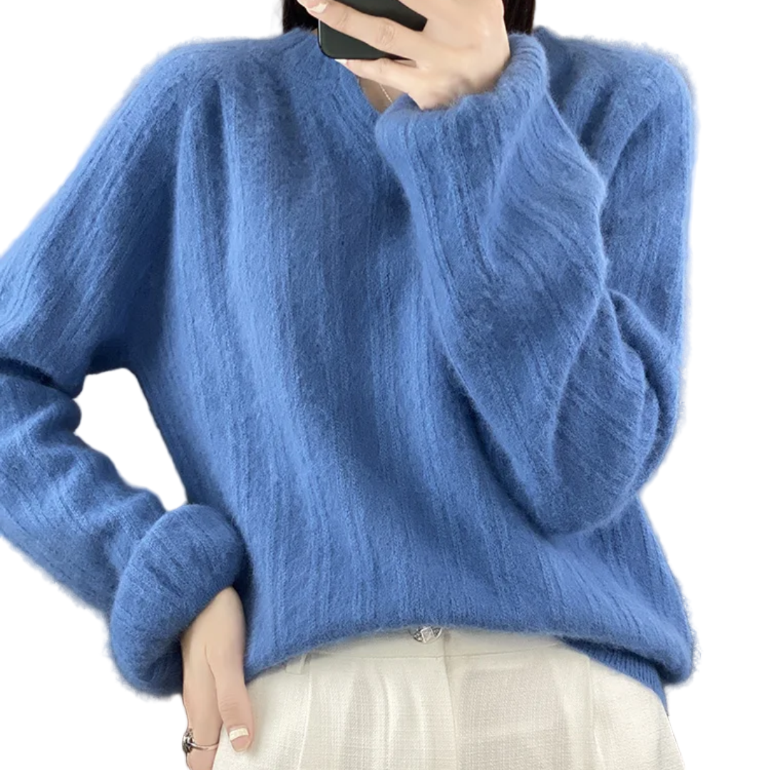 Dames Gebreide Trui met Ronde Hals en Lange Mouwen