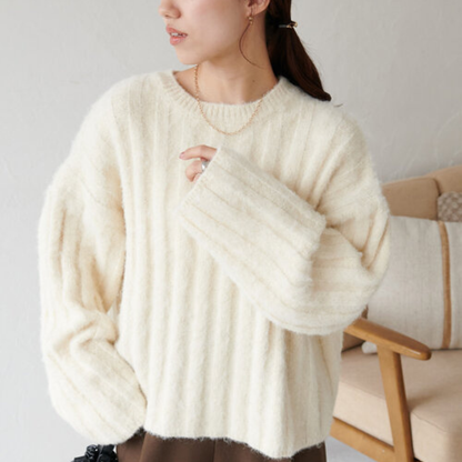 Dames Gebreide Trui met Ronde Hals en Lange Mouwen