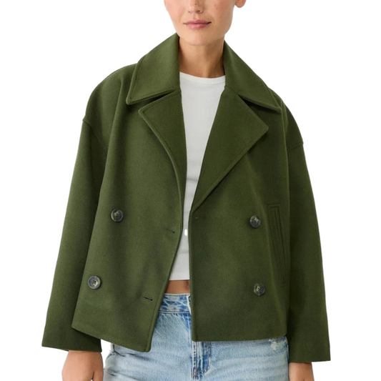 Dames Korte Blazer met Dubbele Knopenrij en Brede Revers