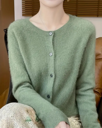 Dames Lange Vest met Knopsluiting en Ronde Hals