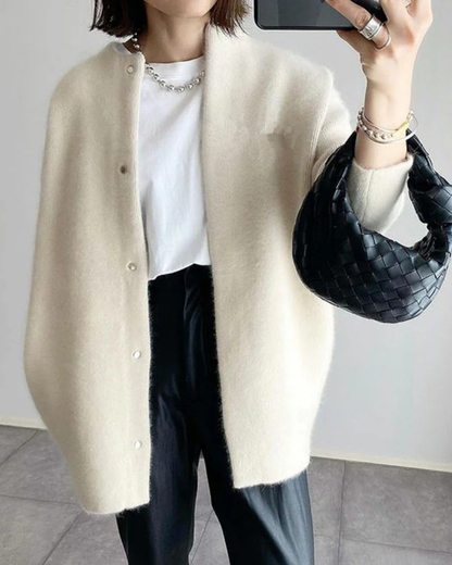 Dames Lange Vest met Knopsluiting en Ronde Hals