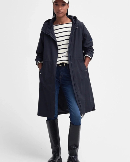 Dames Lange Jas met Capuchon en Knopsluiting