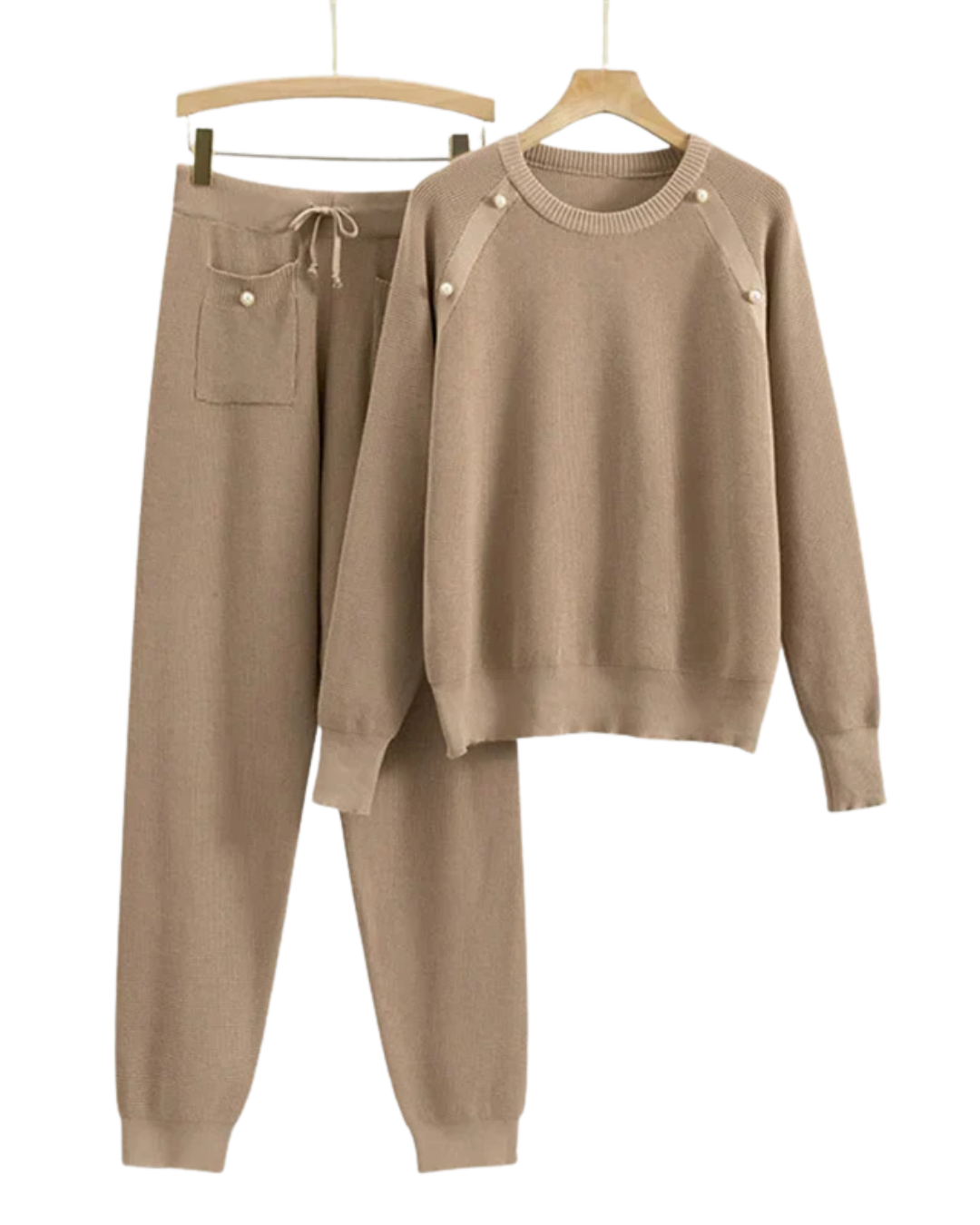 Dames Loungewear Set met Sweater en Broek met Pareldetails