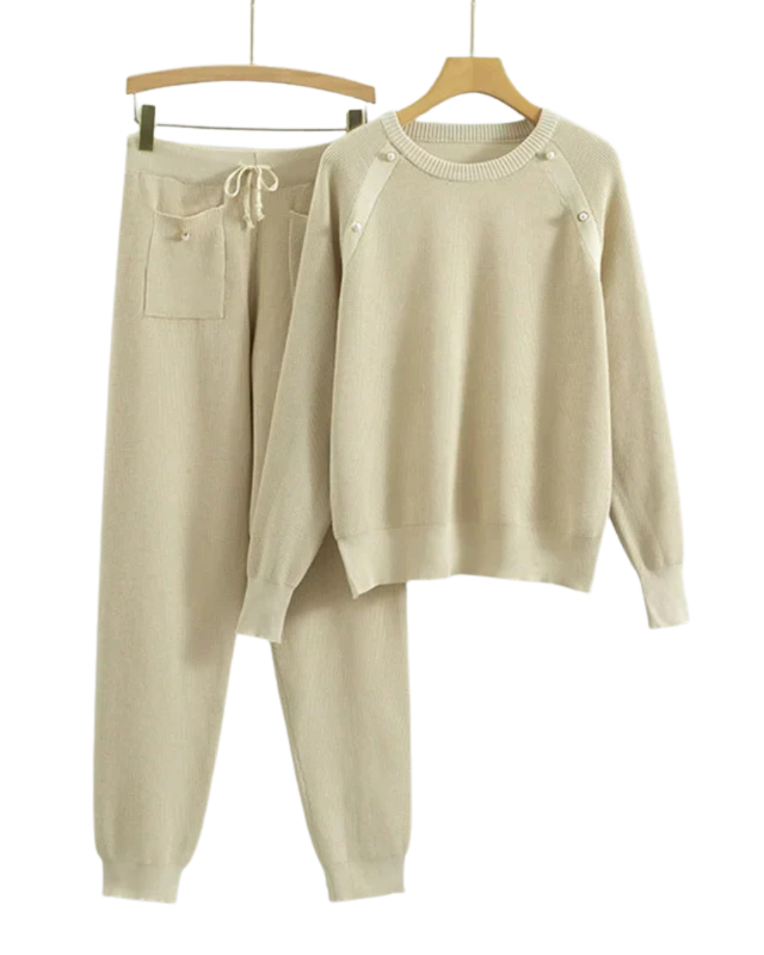 Dames Loungewear Set met Sweater en Broek met Pareldetails