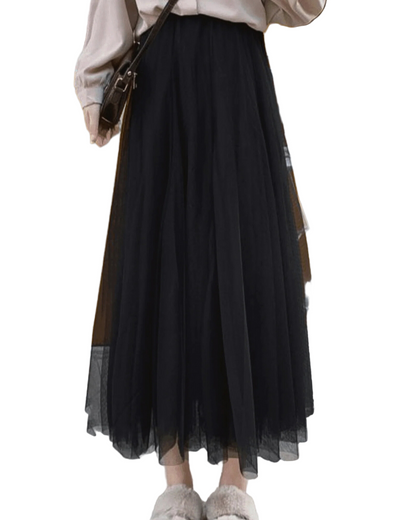 Dames Maxi Rok met Hoge Taille en Tule Lagen