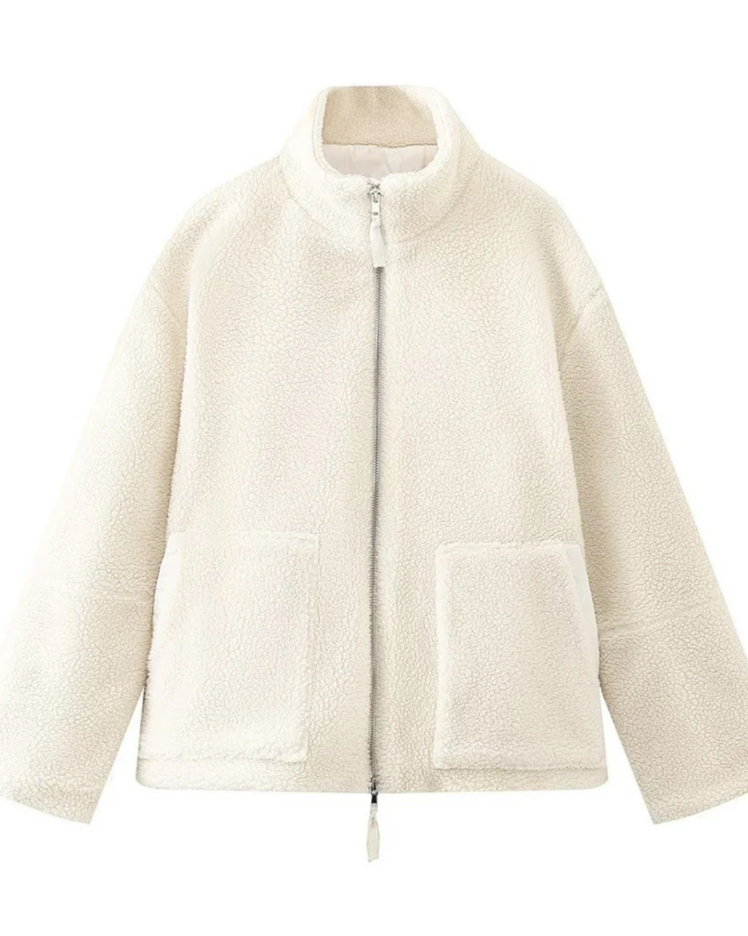 Dames Teddy Jas met Staande Kraag en Ritssluiting