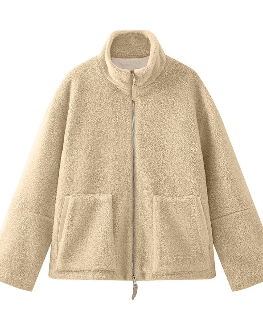 Dames Teddy Jas met Staande Kraag en Ritssluiting