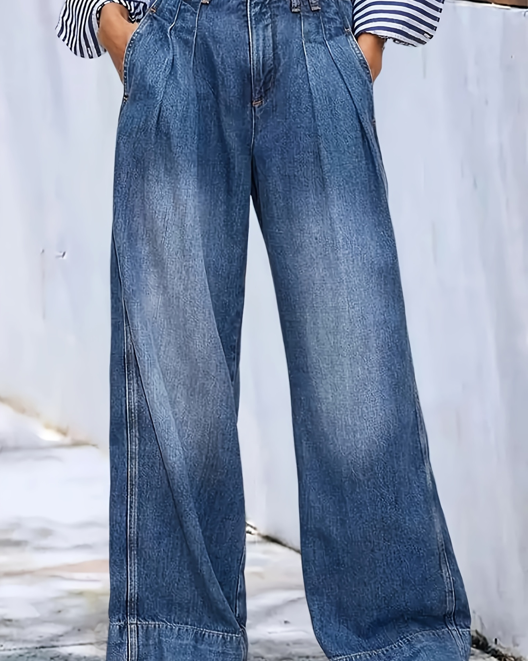 Dames Wijde Broek met Hoge Taille en Plooien