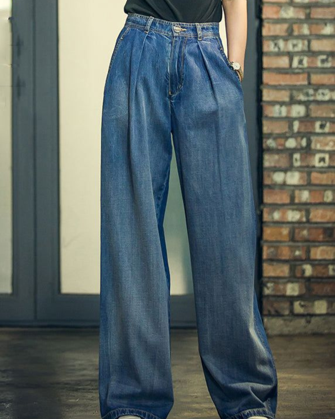 Dames Wijde Broek met Hoge Taille en Plooien