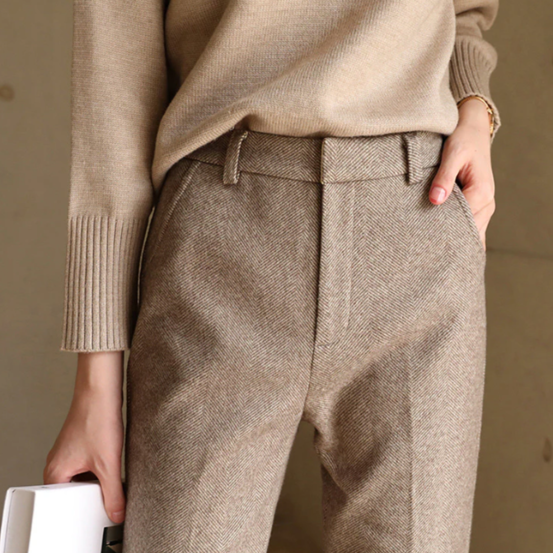 Dames Broek met Rechte Snit en Hoge Taille