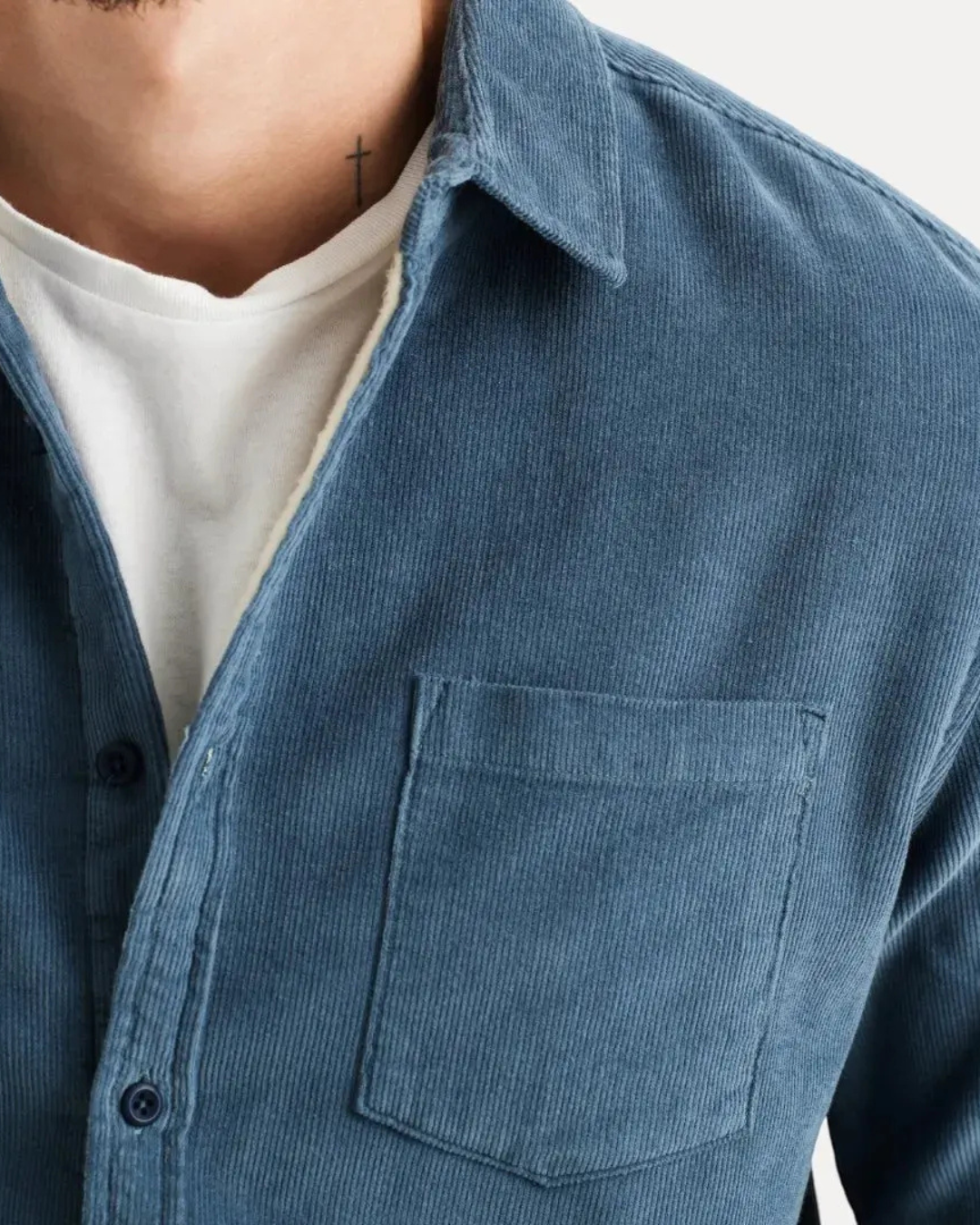 Heren Corduroy Overhemd met Lange Mouwen en Knopsluiting