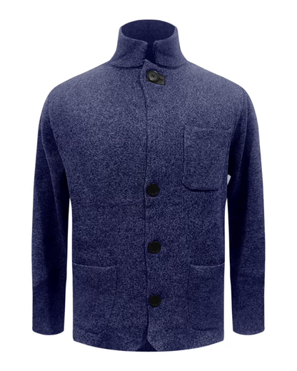 Heren Gebreid Vest met Staande Kraag en Knopsluiting