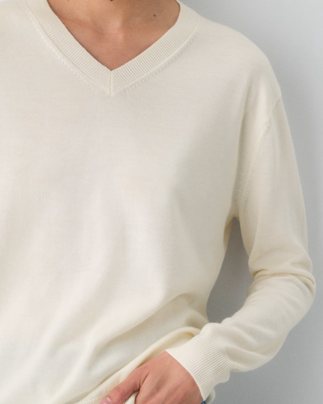 Heren Gebreide Trui met V-Hals en Lange Mouwen