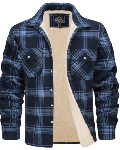 Heren Geruit Jas met Teddy Voering en Knopsluiting