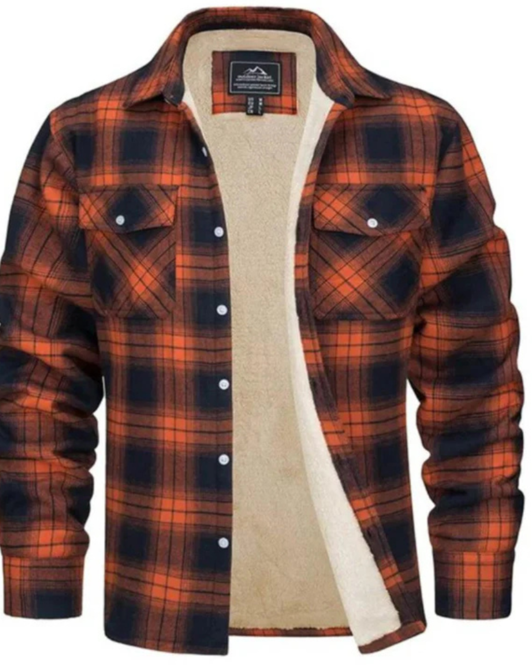 Heren Geruit Jas met Teddy Voering en Knopsluiting