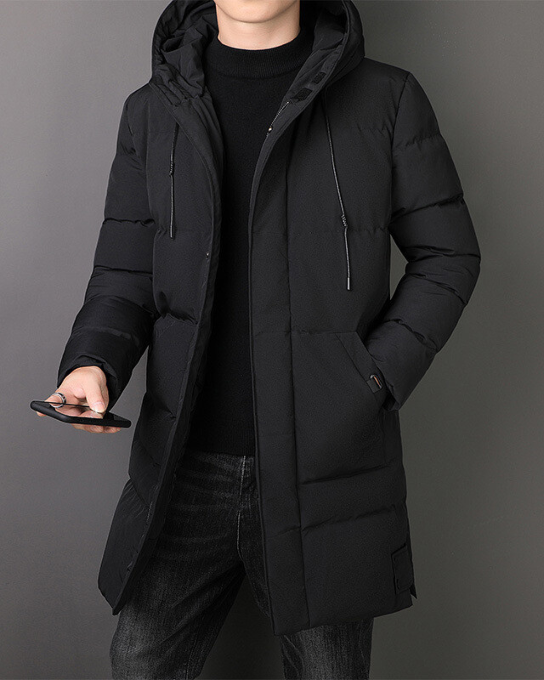 Heren Gewatteerde Parka Jas met Capuchon en Ritssluiting