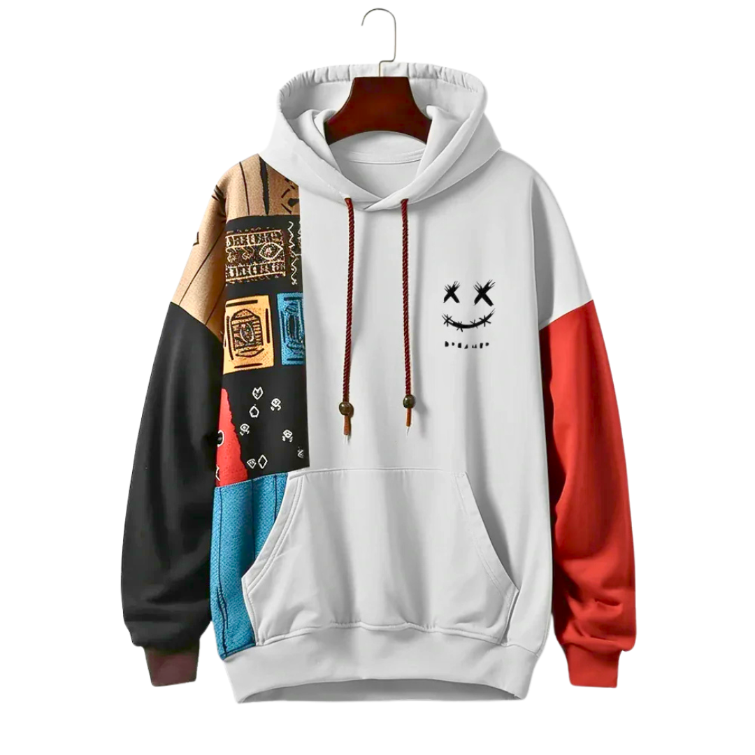 Heren Hoodie met Kleurblokken en Geborduurd Detail