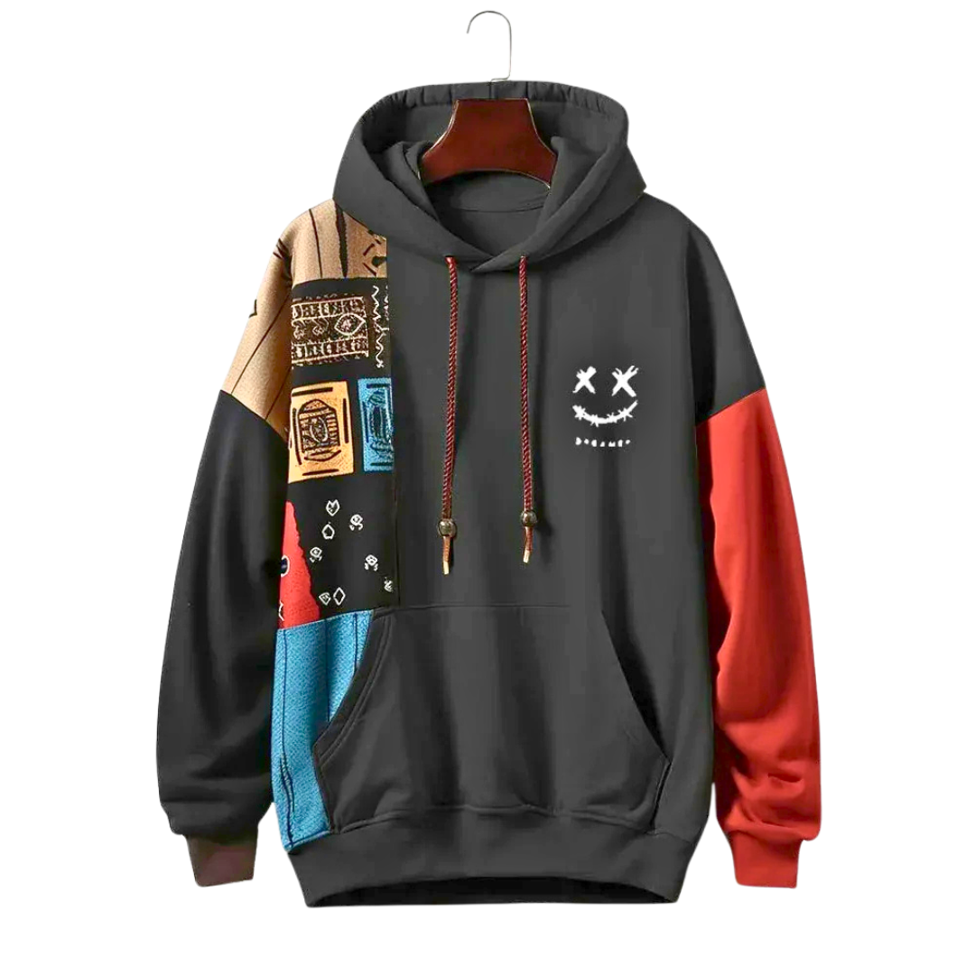Heren Hoodie met Kleurblokken en Geborduurd Detail