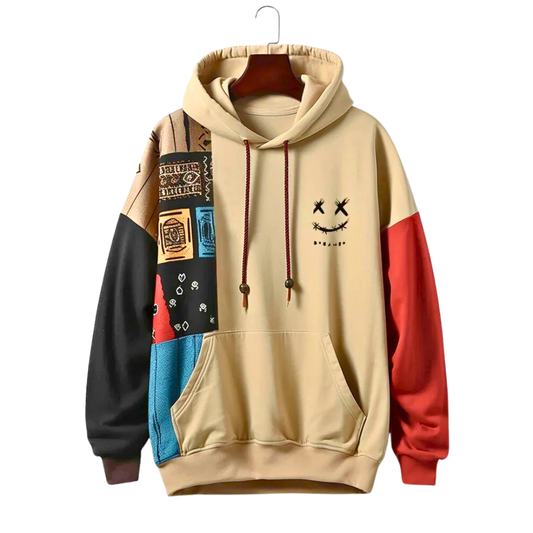 Heren Hoodie met Kleurblokken en Geborduurd Detail