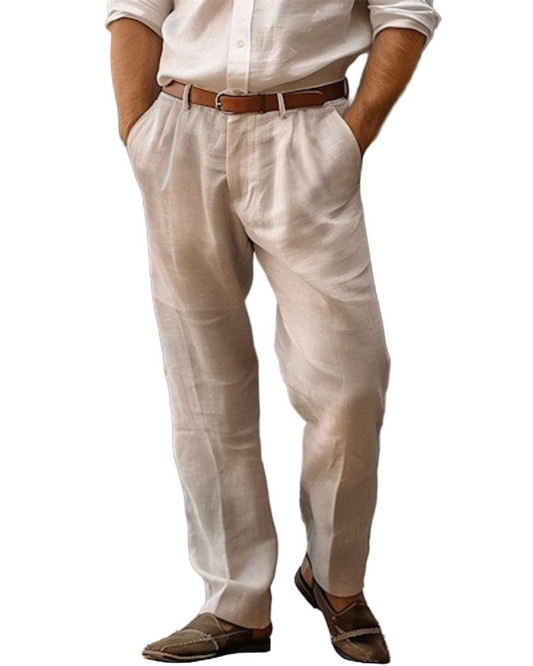 Heren Broek met Plooien en Rechte Pijpen