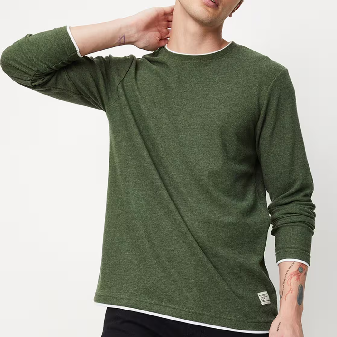 Heren Overhemd met Lange Mouwen en Ronde Hals