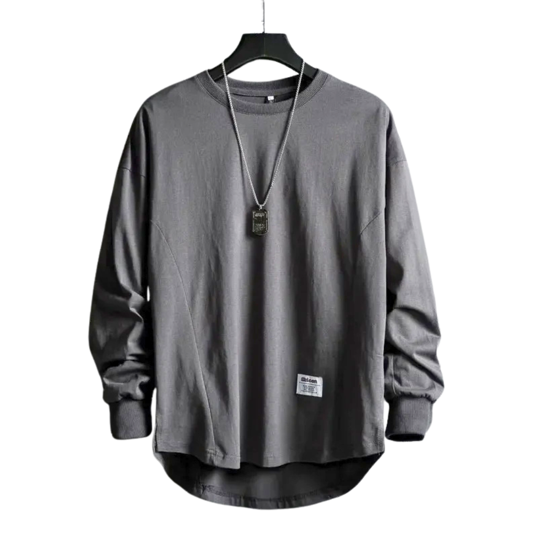 Heren Trui met Ronde Hals en Verlaagde Zoom