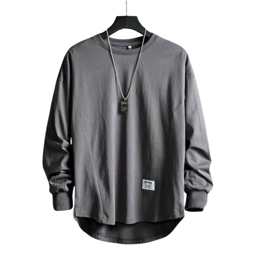 Heren Trui met Ronde Hals en Verlaagde Zoom