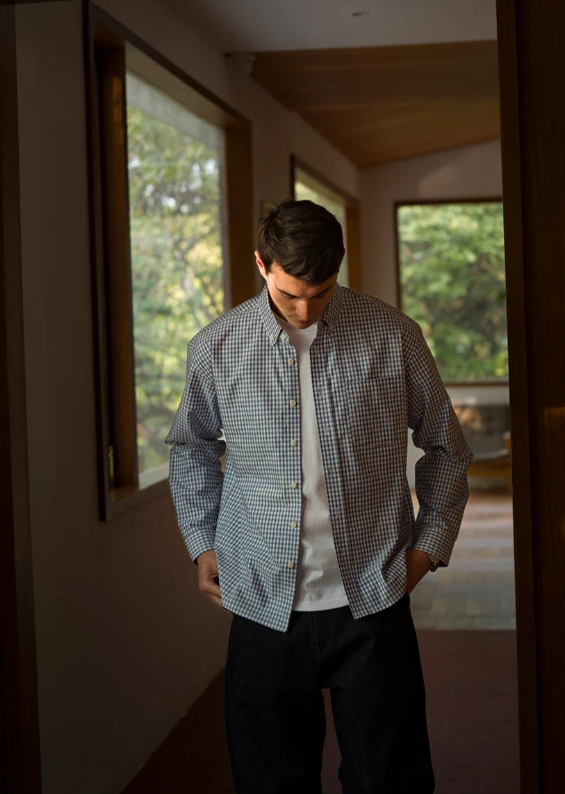 Heren overhemd met lange mouwen en ruitjesmotief