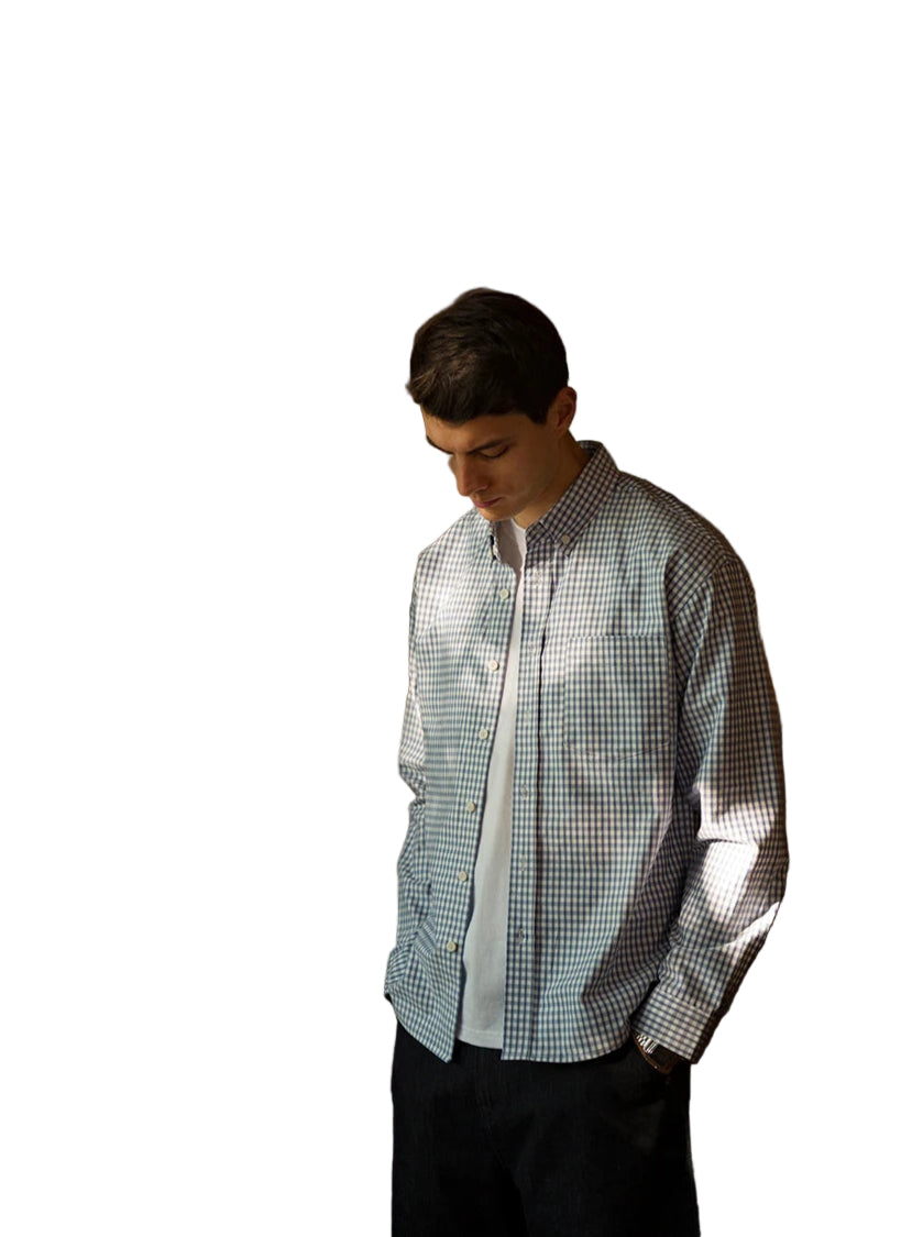 Heren overhemd met lange mouwen en ruitjesmotief