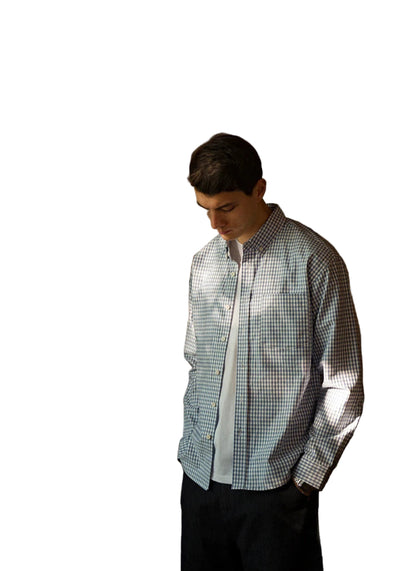 Heren overhemd met lange mouwen en ruitjesmotief